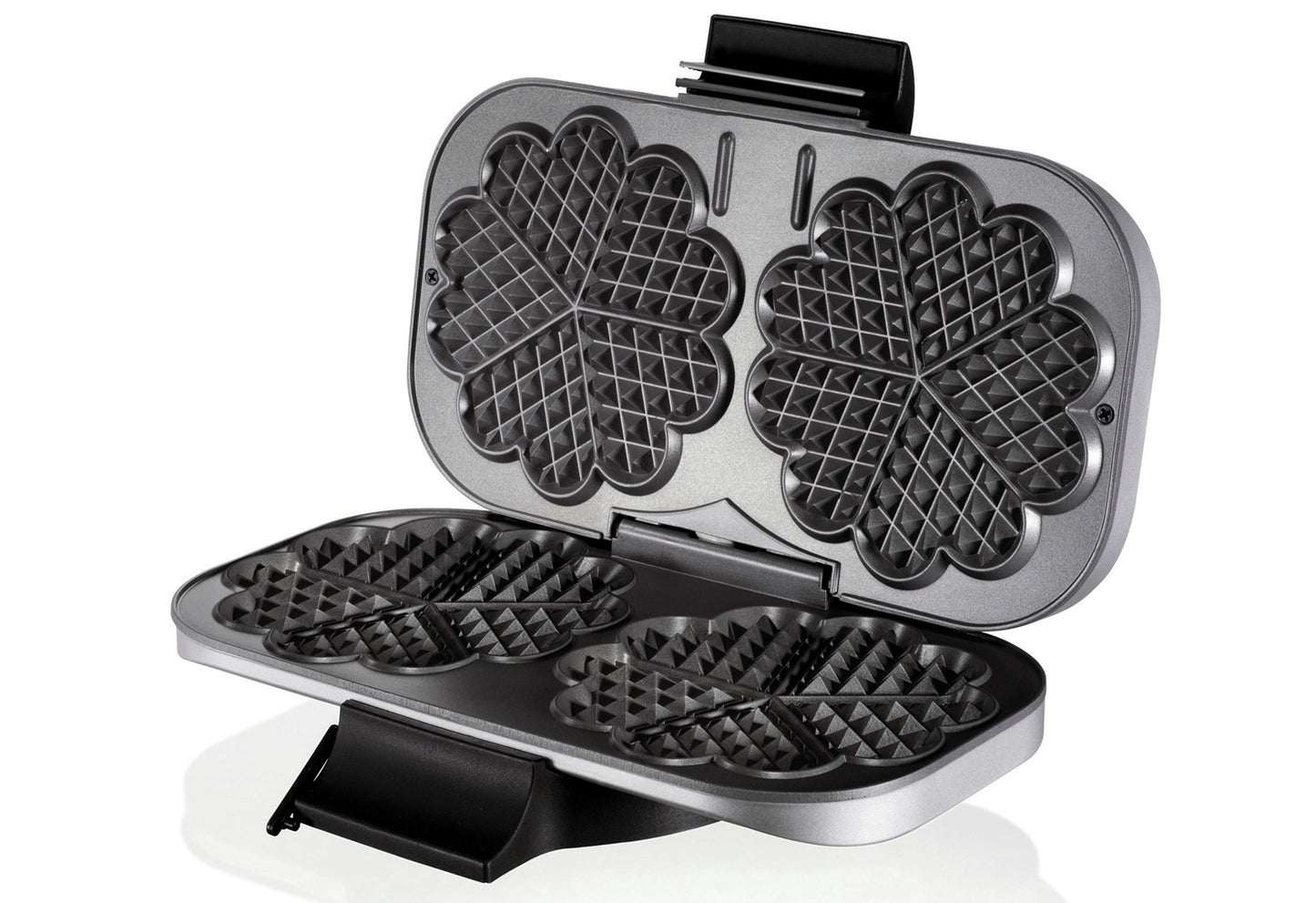 Waffelautomat 48241 für 2 Waffeln in Herzform, 1200 W silber