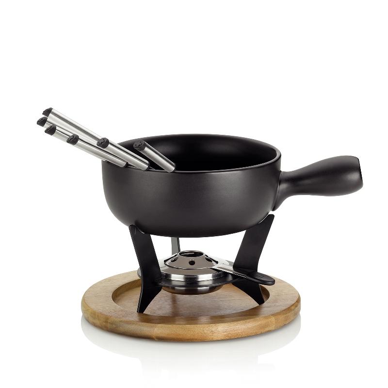 Käsefondue-Set Country Gusseisen/Holz 21cm Ø22cm 10teilig