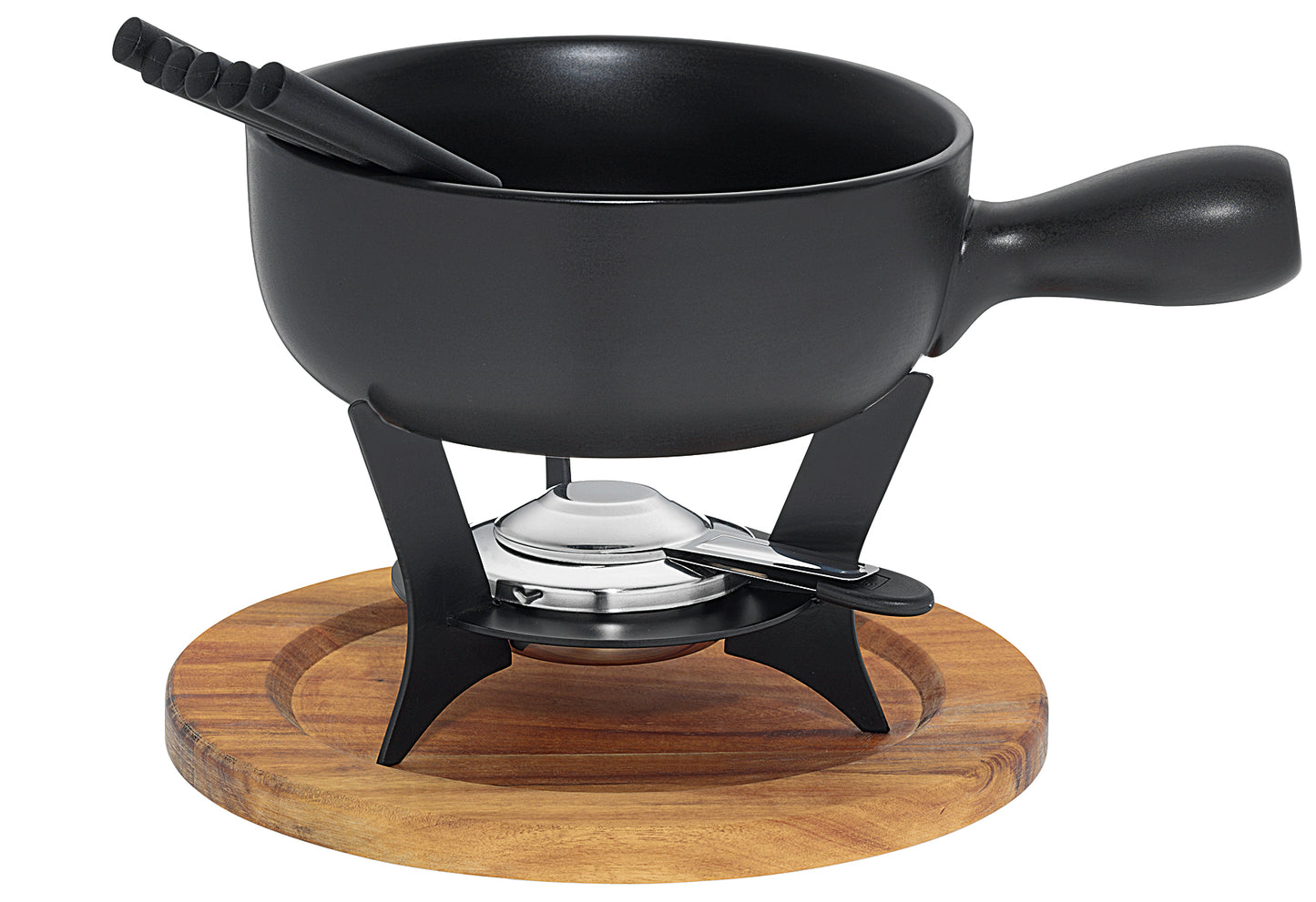 Käsefondue-Set Country Gusseisen/Holz 21cm Ø22cm 10teilig