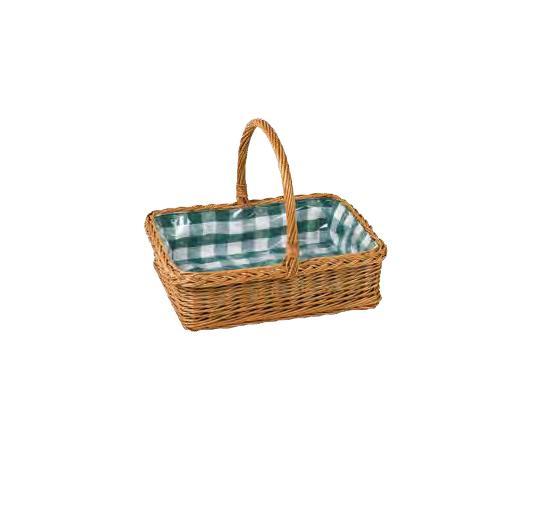 Tablett rechteckig Vollweide Stoff mit Bügel 46x37x35cm