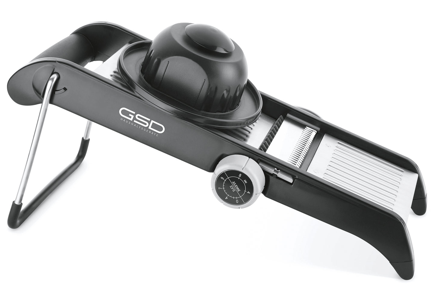 Profi Mandoline aus Edelstahl mit schwarzem Rahmen