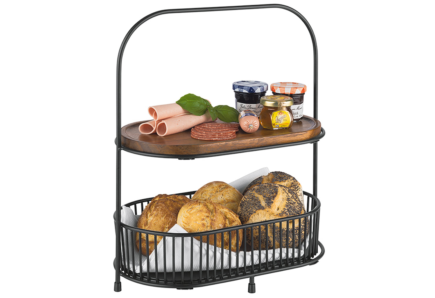 Etagere Metall/Akazienholz (inkl. 2 Körbe, 2 Bretter) 31x17cm schwarz