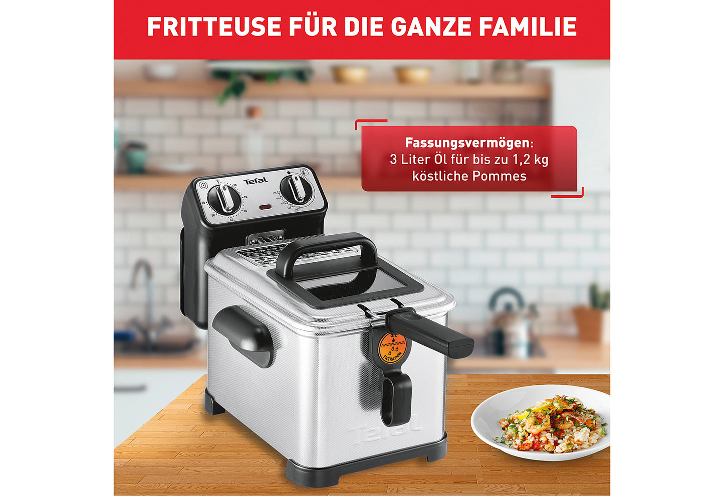 Fritteuse Filtra Pro Inox & Design 3 l 2300W silber/schwarz