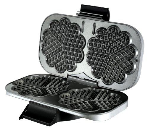 Waffelautomat 48241 für 2 Waffeln in Herzform, 1200 W silber