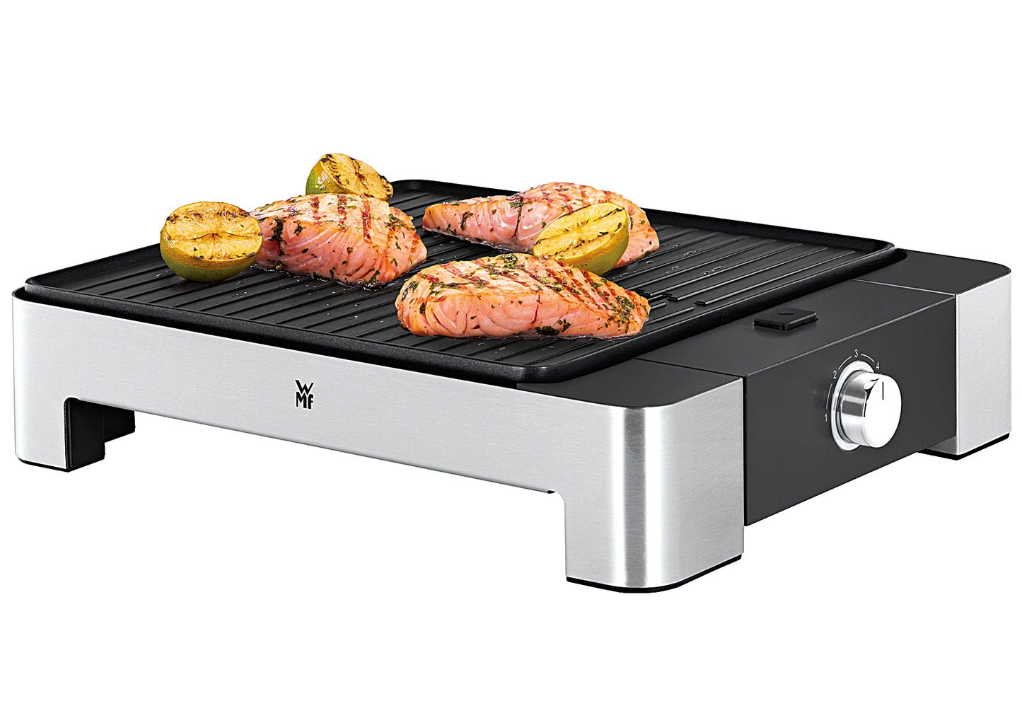 Tischgrill Lono gerippte Grillfläche 27x27cm 1250 Watt Cromargan matt