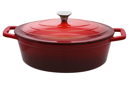 Bräter Gusseisen oval 33cm rot