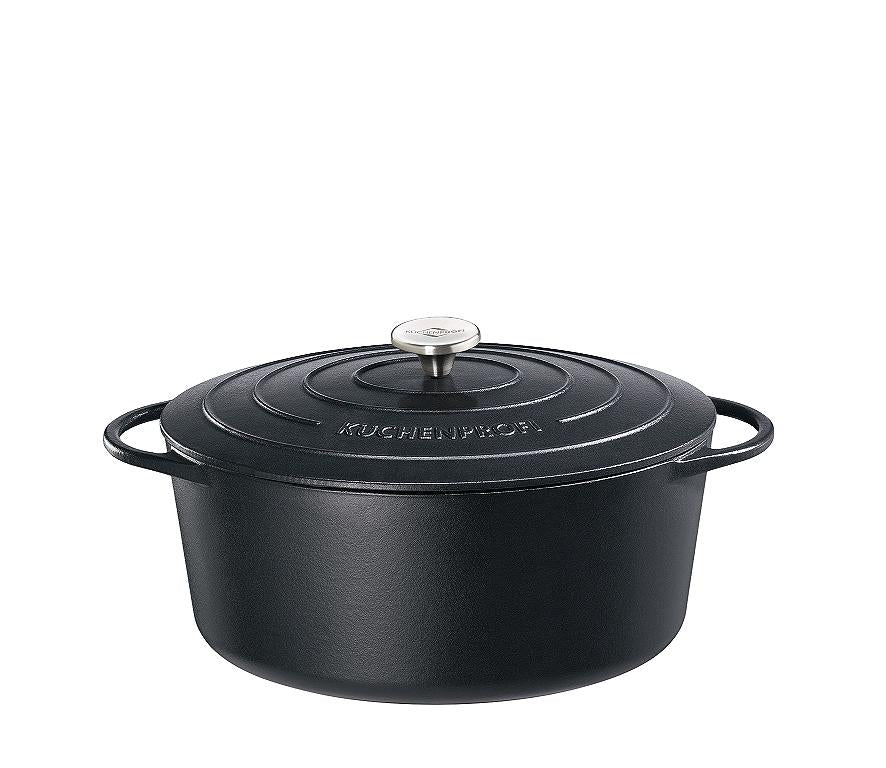 Bratentopf oval Gusseisen mit Deckel 7 l 33x12,9cm schwarz