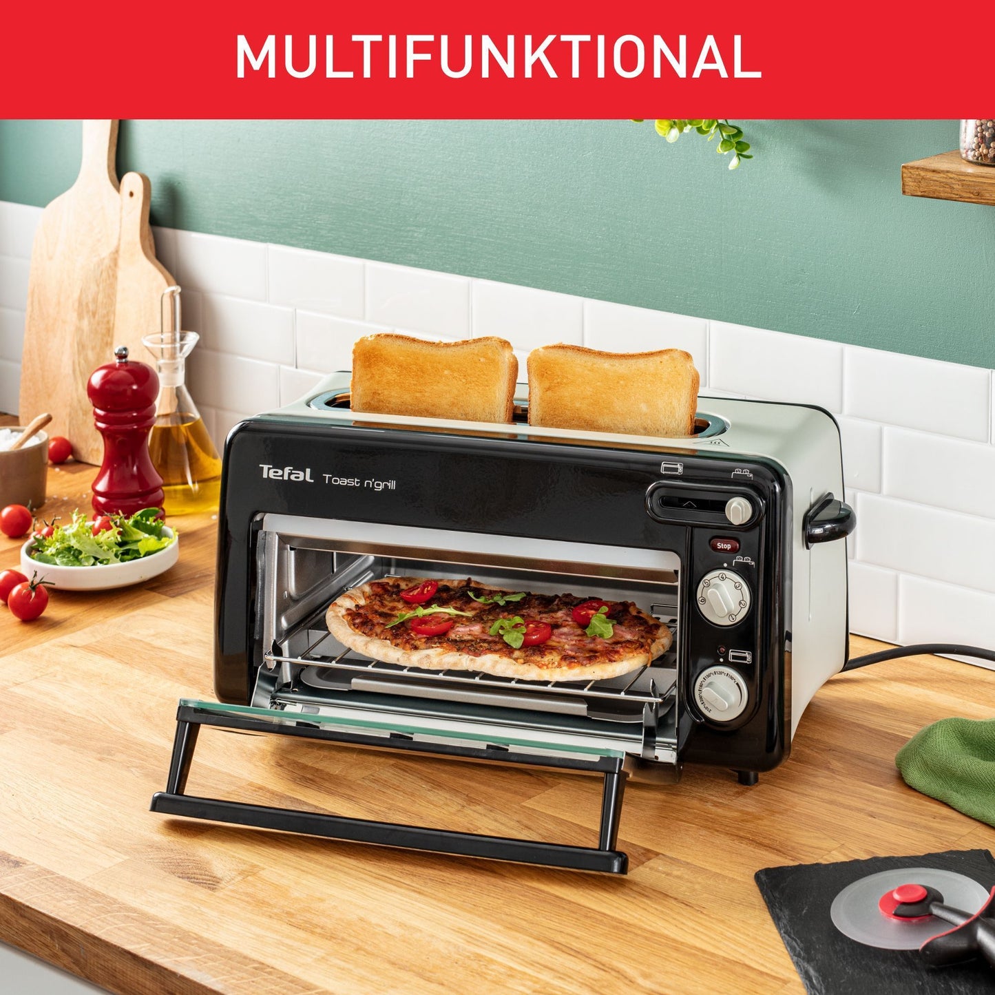 TL6008 2in1 Toaster und Miniofen  1300W schwarz/Alu matt