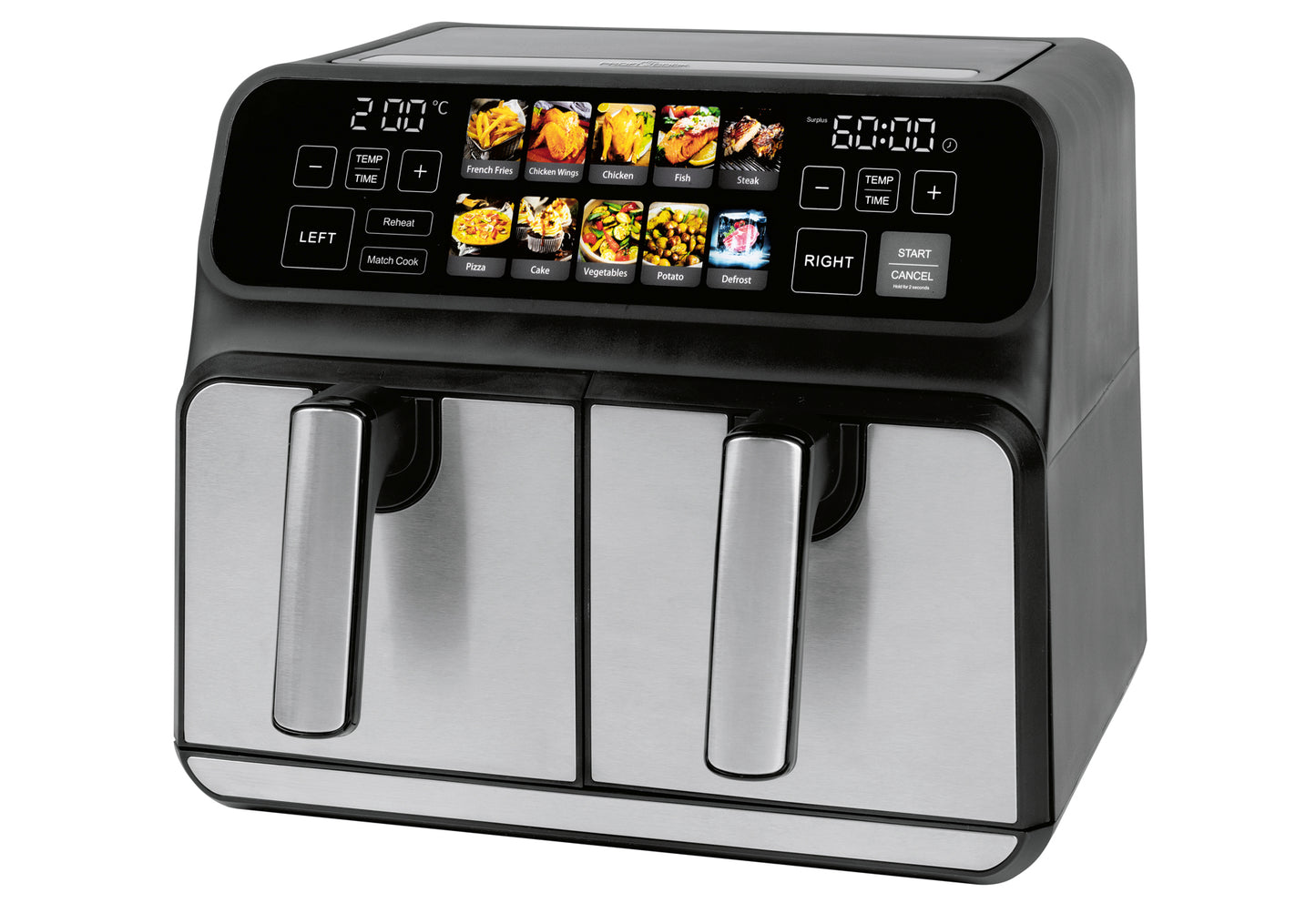 Doppel-Heißluft-Fritteuse PC-FR 1287 H 8l 2200W Edelstahl/schwarz