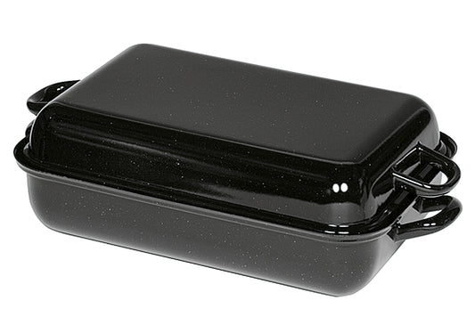 Bräter Profi 37x26x12,5cm schwarz emailliert mit Deckel