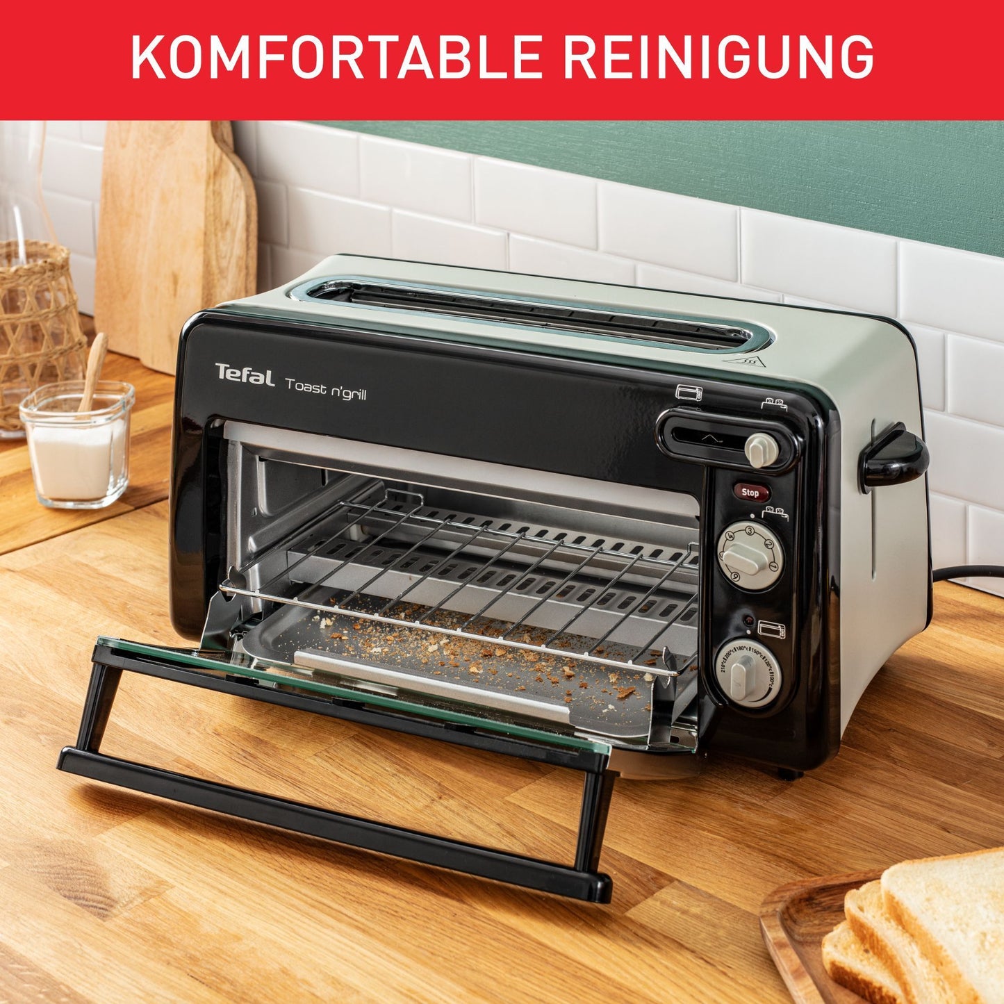 TL6008 2in1 Toaster und Miniofen  1300W schwarz/Alu matt