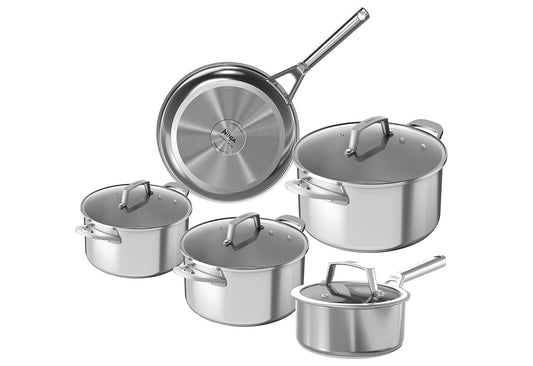 Topf- und Pfannen-Set 5tlg.Zerostick Edelstahl (Pfanne 16cm,24cm,Töpfe 16cm,18cm,20cm)