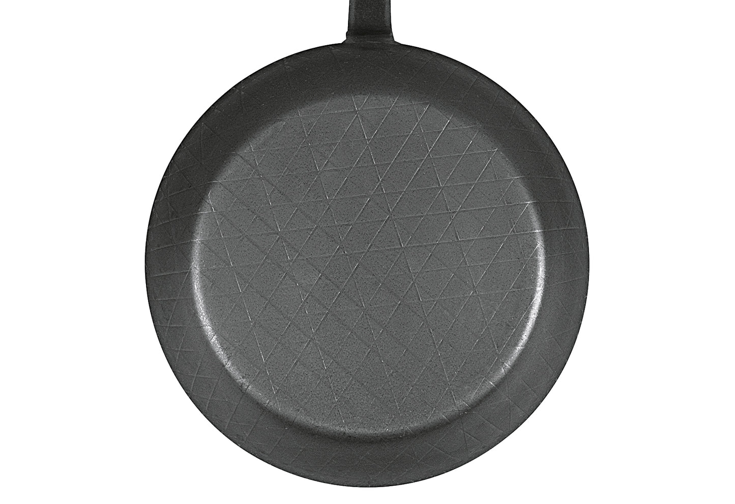 Servierpfanne schmiedeeisern Ø28cm mit gebogenem Stiel und hohem Rand schwarz