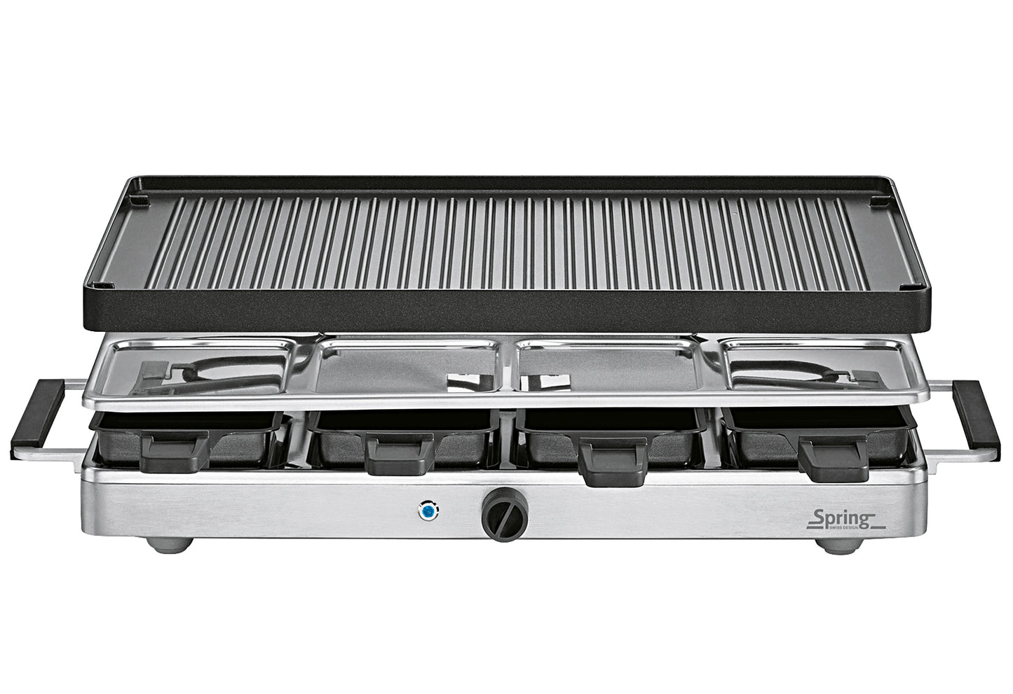3267310001 Raclettegrill mit Alugrillplatte 8 Pfännchen 1200 Watt Edelstahl