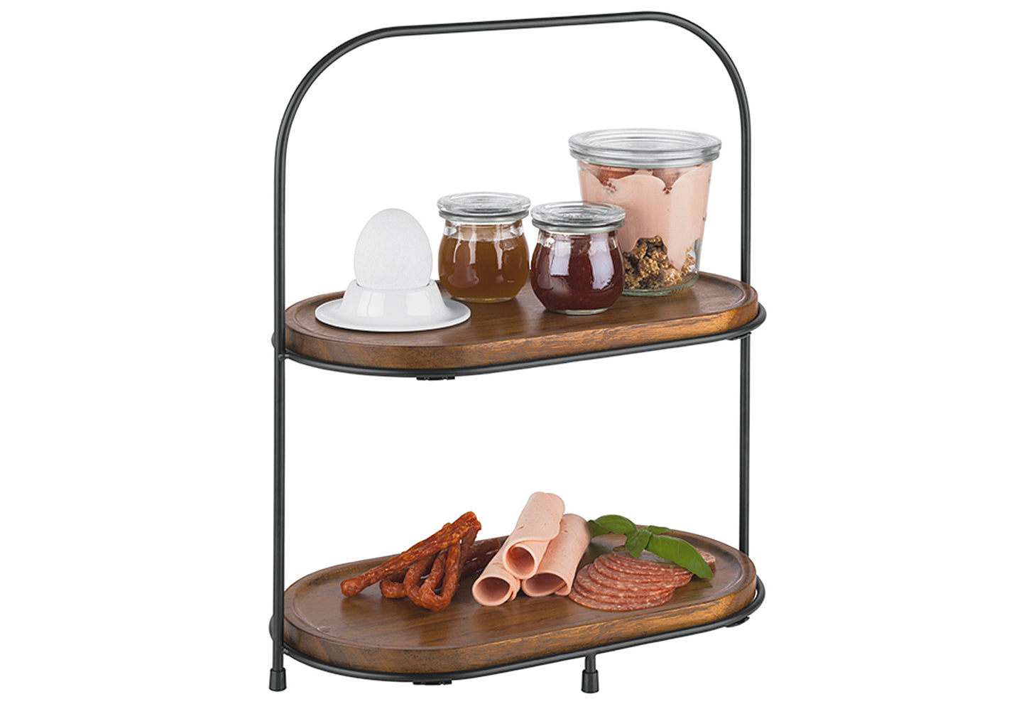 Etagere Metall/Akazienholz (inkl. 2 Körbe, 2 Bretter) 31x17cm schwarz