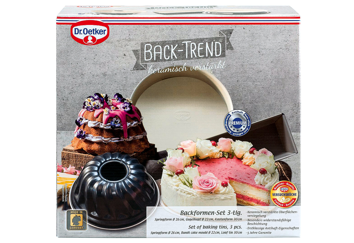 Backformset Back Trend 3teilig (Springform Ø26,Gugelform Ø22,Kastenform 30x13x7,5)