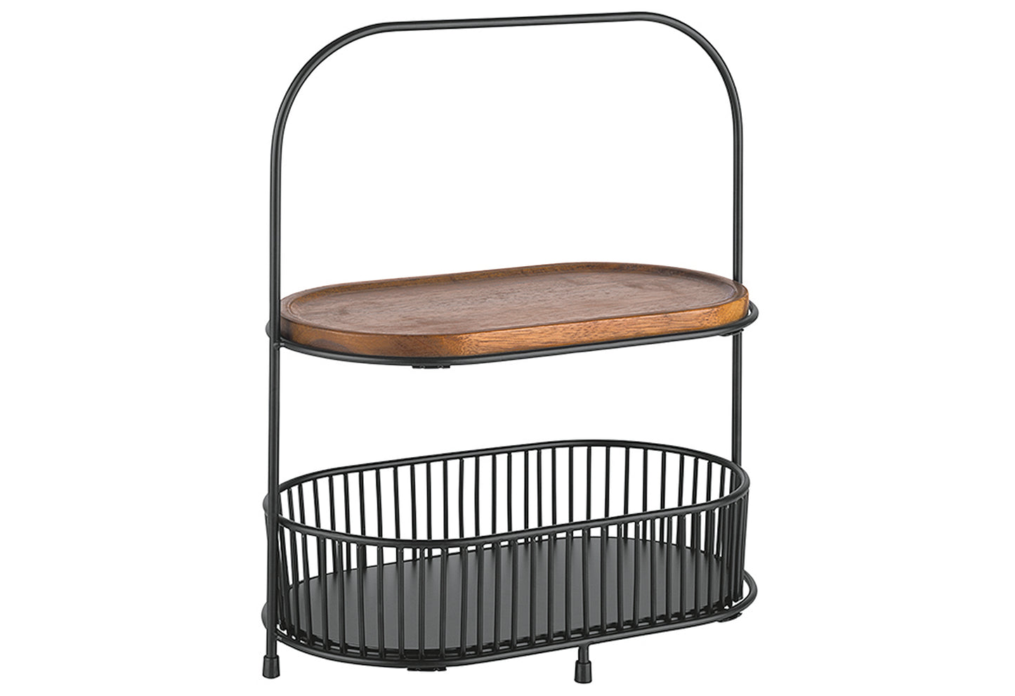 Etagere Metall/Akazienholz (inkl. 2 Körbe, 2 Bretter) 31x17cm schwarz