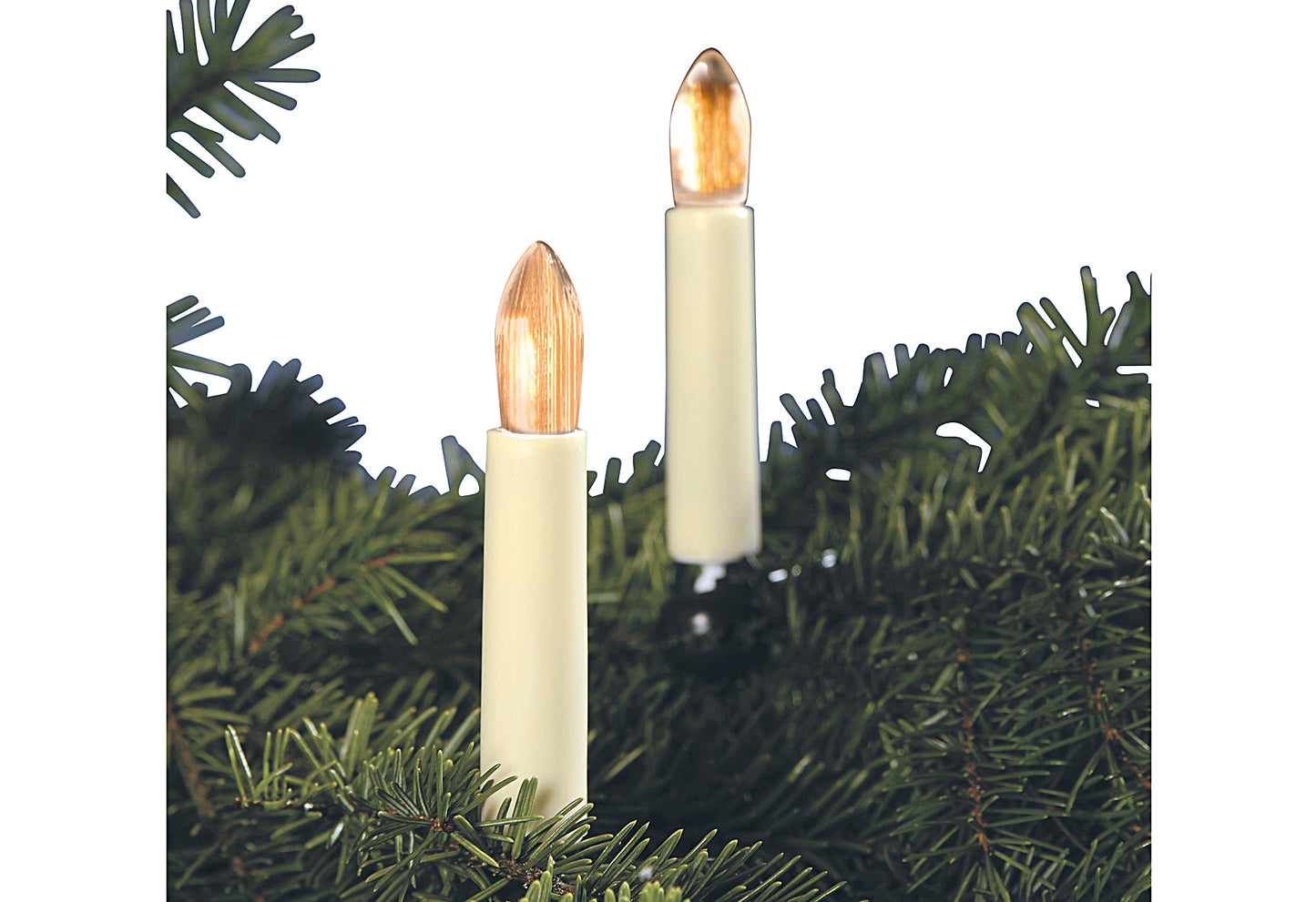 LED-Lichterkette mit 15 Riffelkerzen warm elfenbein 12,5m