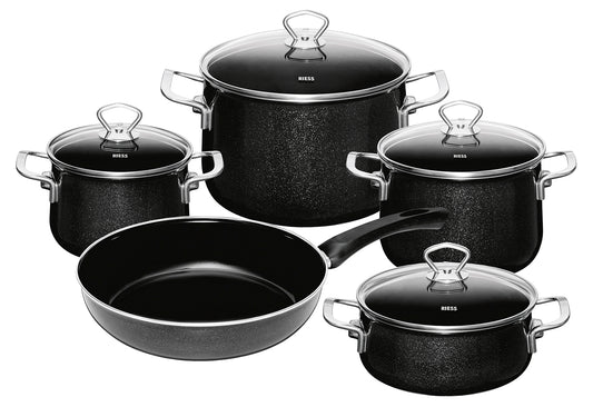 Topfset Black Magic 5teilig schwarz Emaille