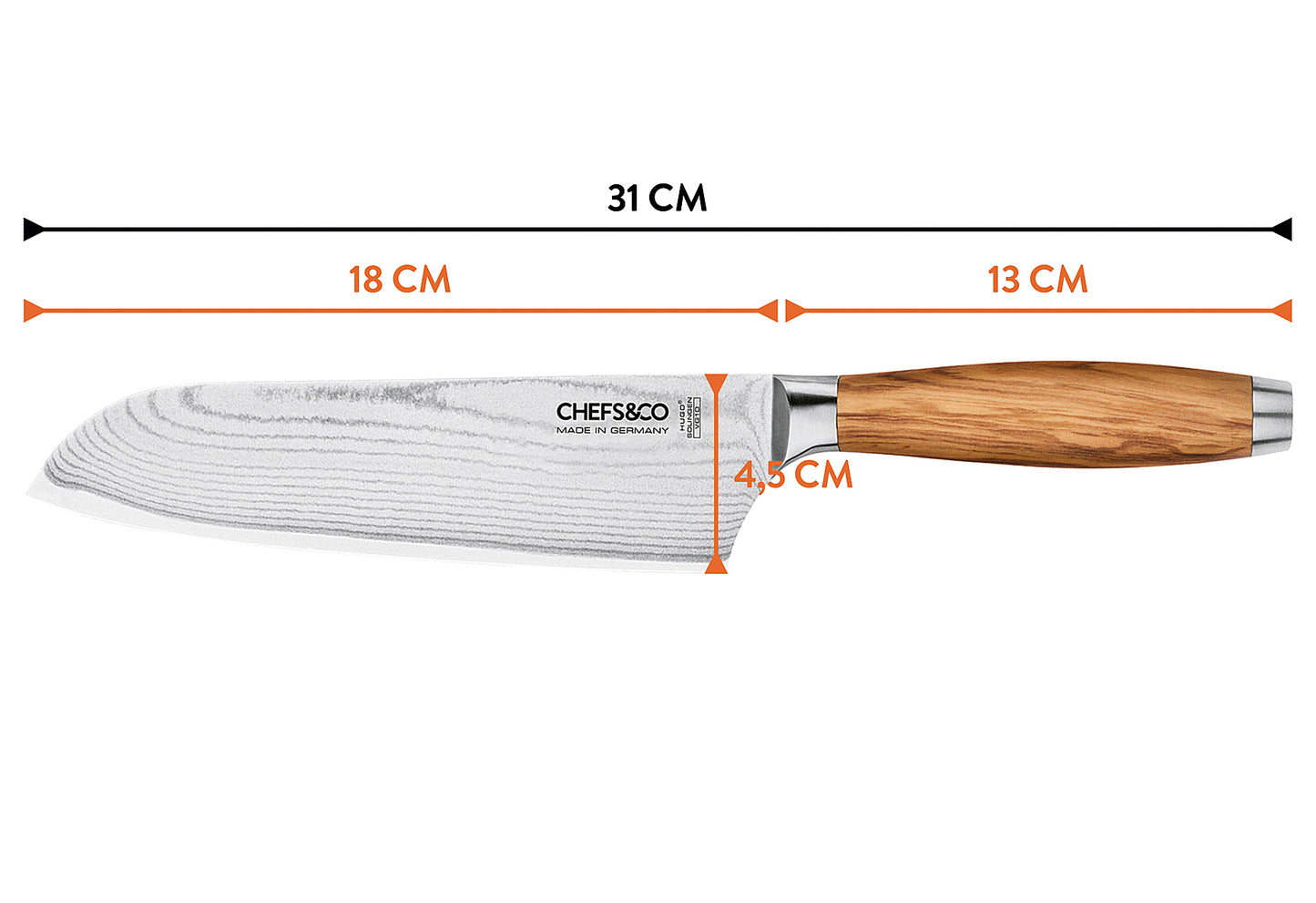 Damast-Santokumesser Excellence Line 18cm
