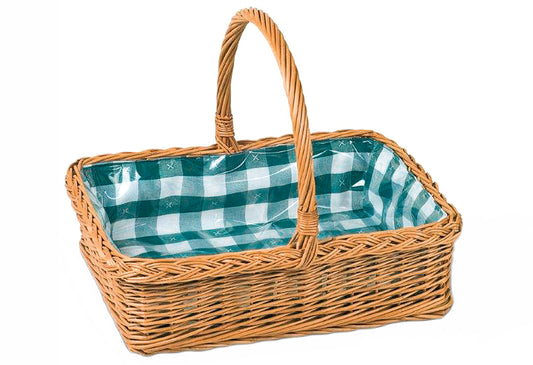 Tablett rechteckig Vollweide Stoff mit Bügel 46x37x35cm