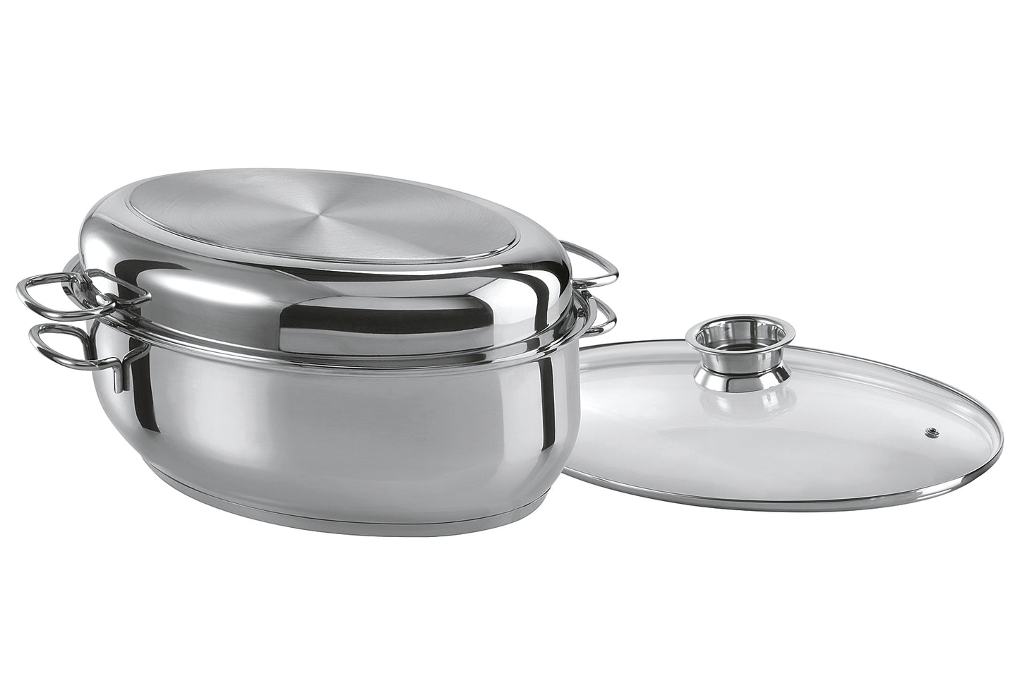 Edelstahlbräter 3 in 1 oval 38cm