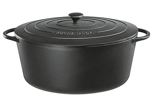 Bratentopf oval Gusseisen mit Deckel 7 l 33x12,9cm schwarz