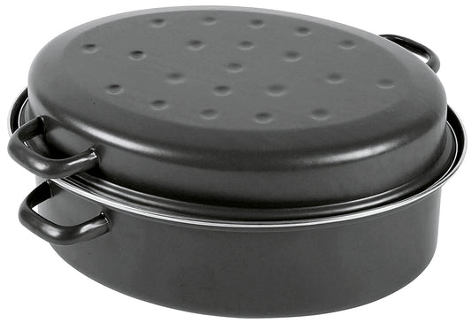 Gänsebräter oval 10,5 l Ø42cm emailliert schwarz matt
