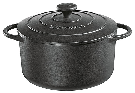 Bratentopf Gusseisen mit Deckel 4,2 l Ø24cm schwarz